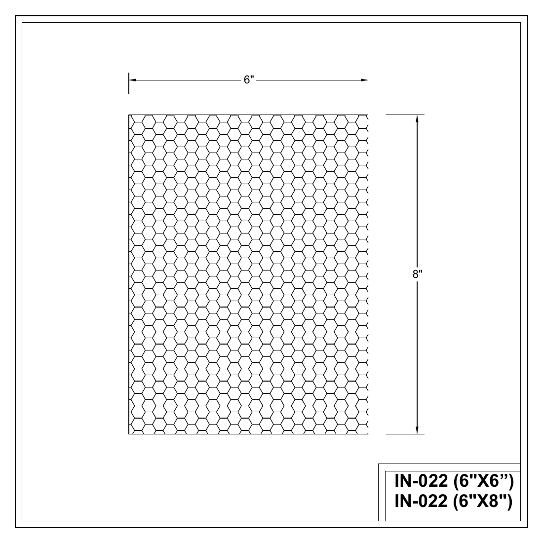 Coupe cotée IN-022 (6 × 6 inches / 6 × 8 inches), page 9 du catalogue original en anglais