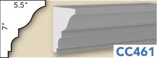 CC461 : corniches, profil et coupe cotée du document original en anglais